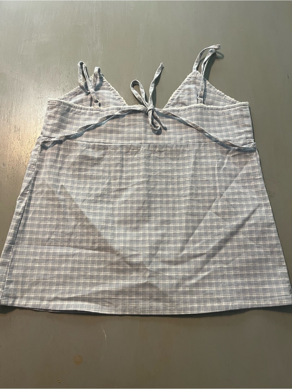 NWOT Brandy Melville Blue Plaid Edith Lace Trim Cami Top One Size - Picture 2 of 6